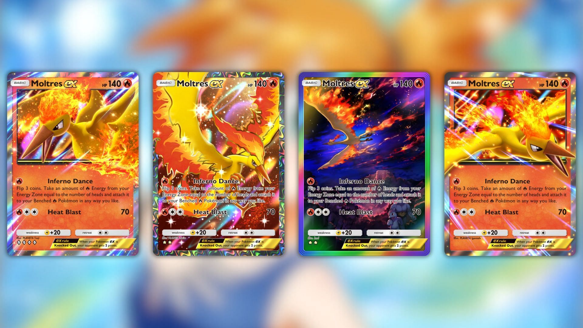 All Moltres ex variants in the game (Image via The Pokemon Company)